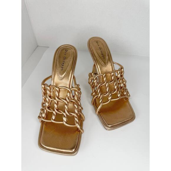 DEE OCLEPPO Belize Metallic Gold Copper Caged Mule Sandals In SZ US  9.5 - Picture 8 of 8